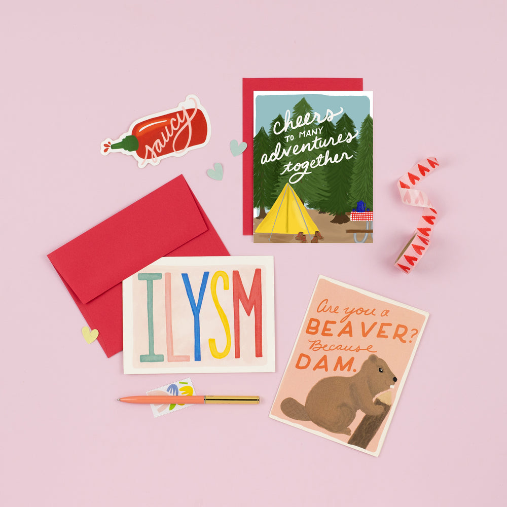 A diverse collection of beautifully illustrated love and Valentines cards, ranging from playful to heartwarming, perfect for expressing love and catering to various emotions. 