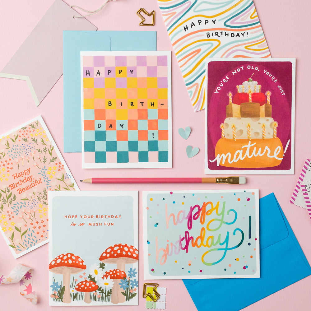 Vibrant and beautifully illustrated birthday cards suitable for anyone, offering a range of sweet and sassy designs to suit every personality and taste, making it perfect for a special celebration!