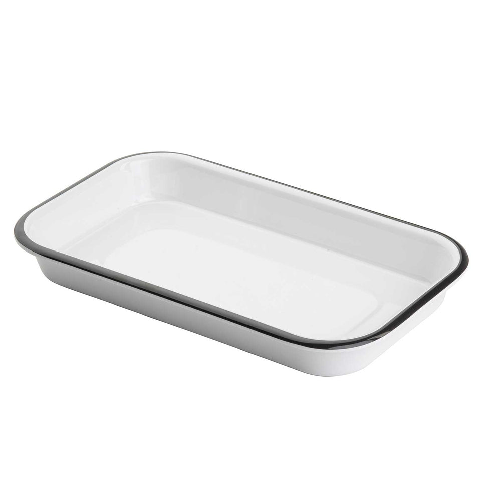 Canteen Collection Melamine Tray, White/Black, 10.25 x 6"