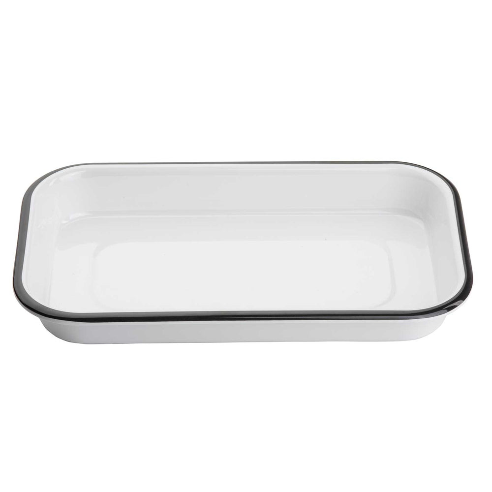 Canteen Collection Melamine Tray, White/Black, 10.25 x 6"