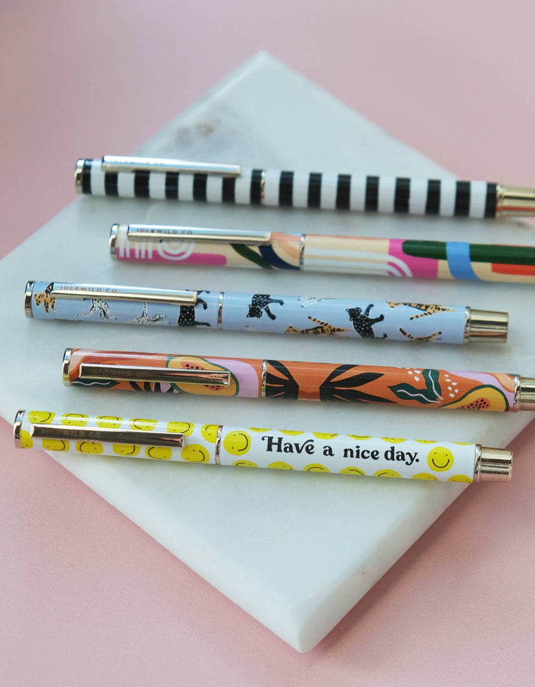 Black & White Stripe Rollerball Luxe Pen