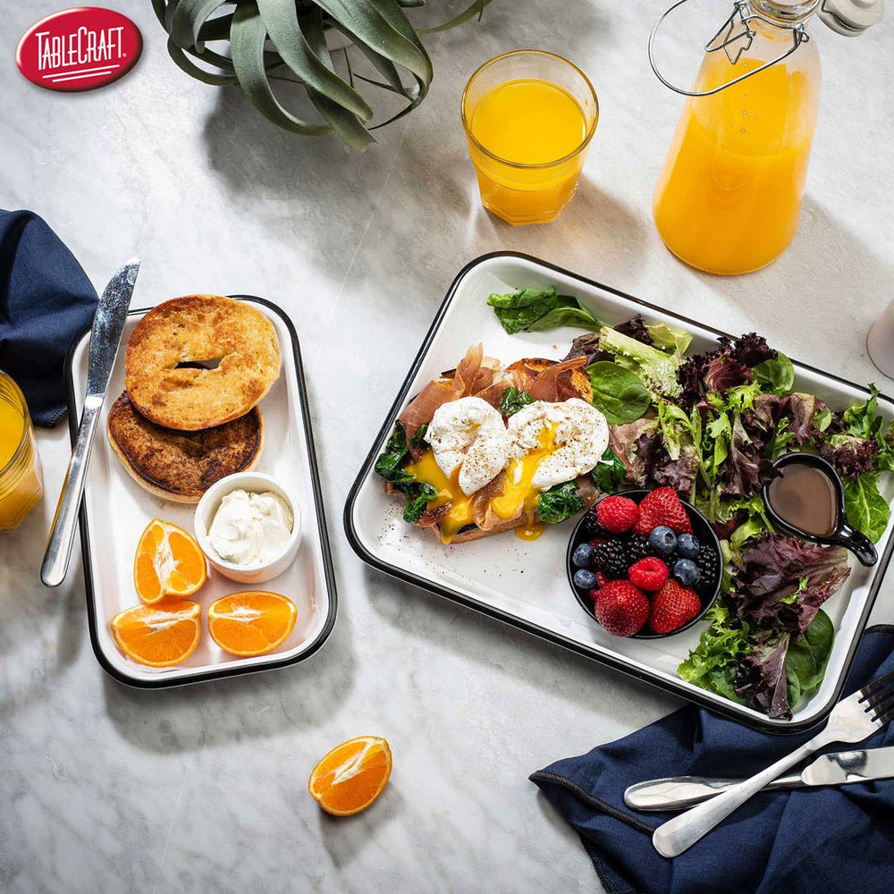 Canteen Collection Melamine Tray, White/Black, 10.25 x 6"