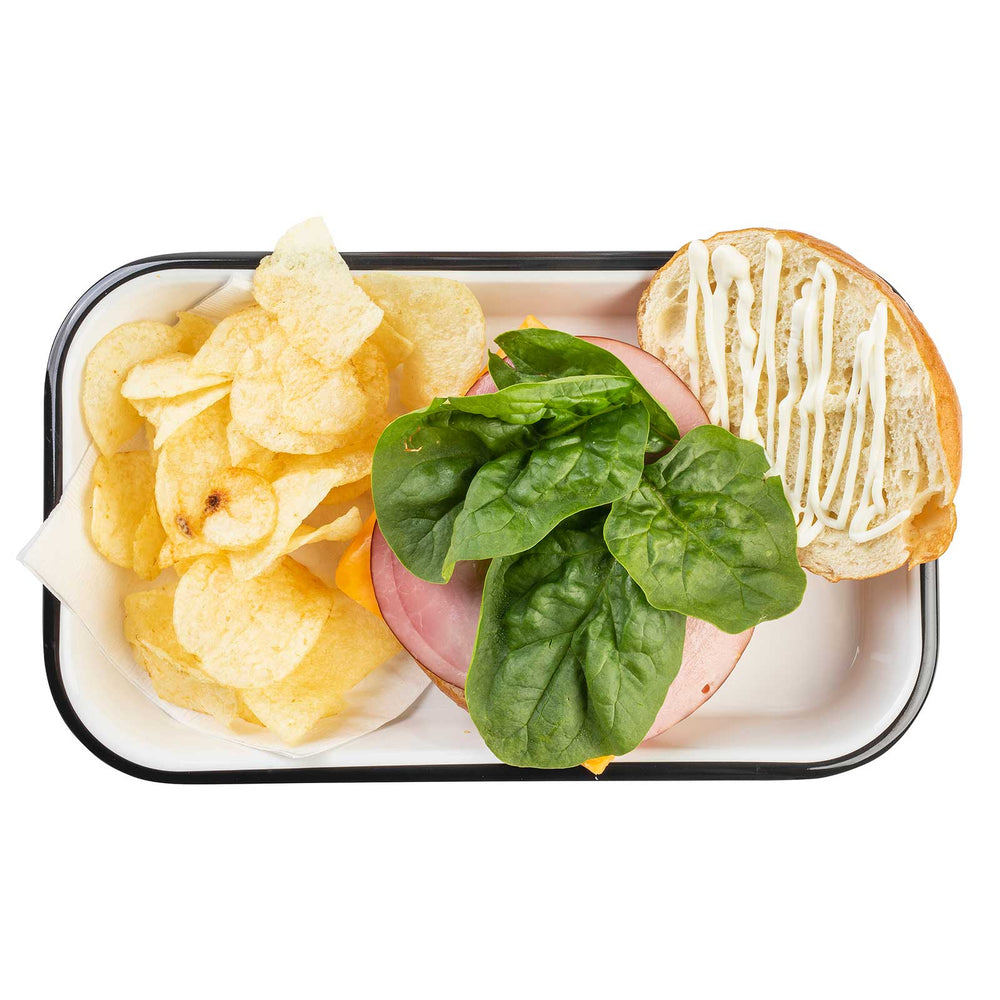 Canteen Collection Melamine Tray, White/Black, 10.25 x 6"