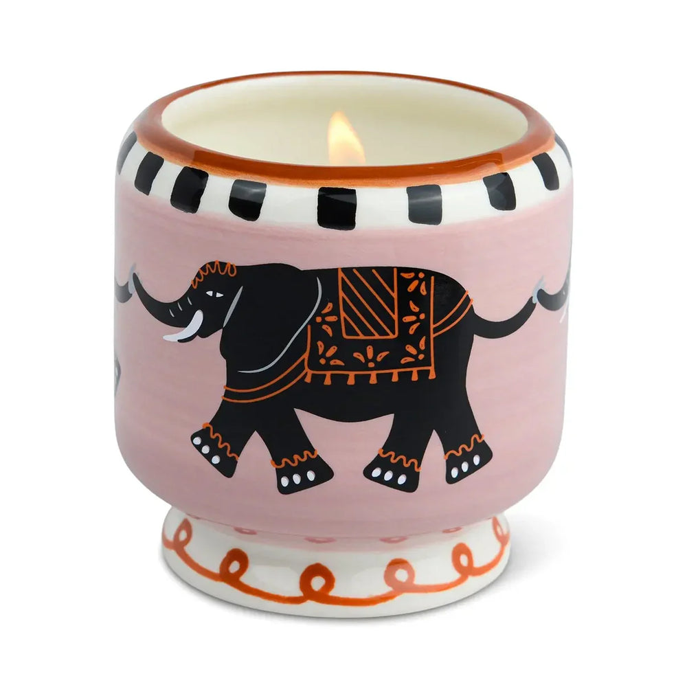 A Dopo 8oz Handpainted Elephant Candle