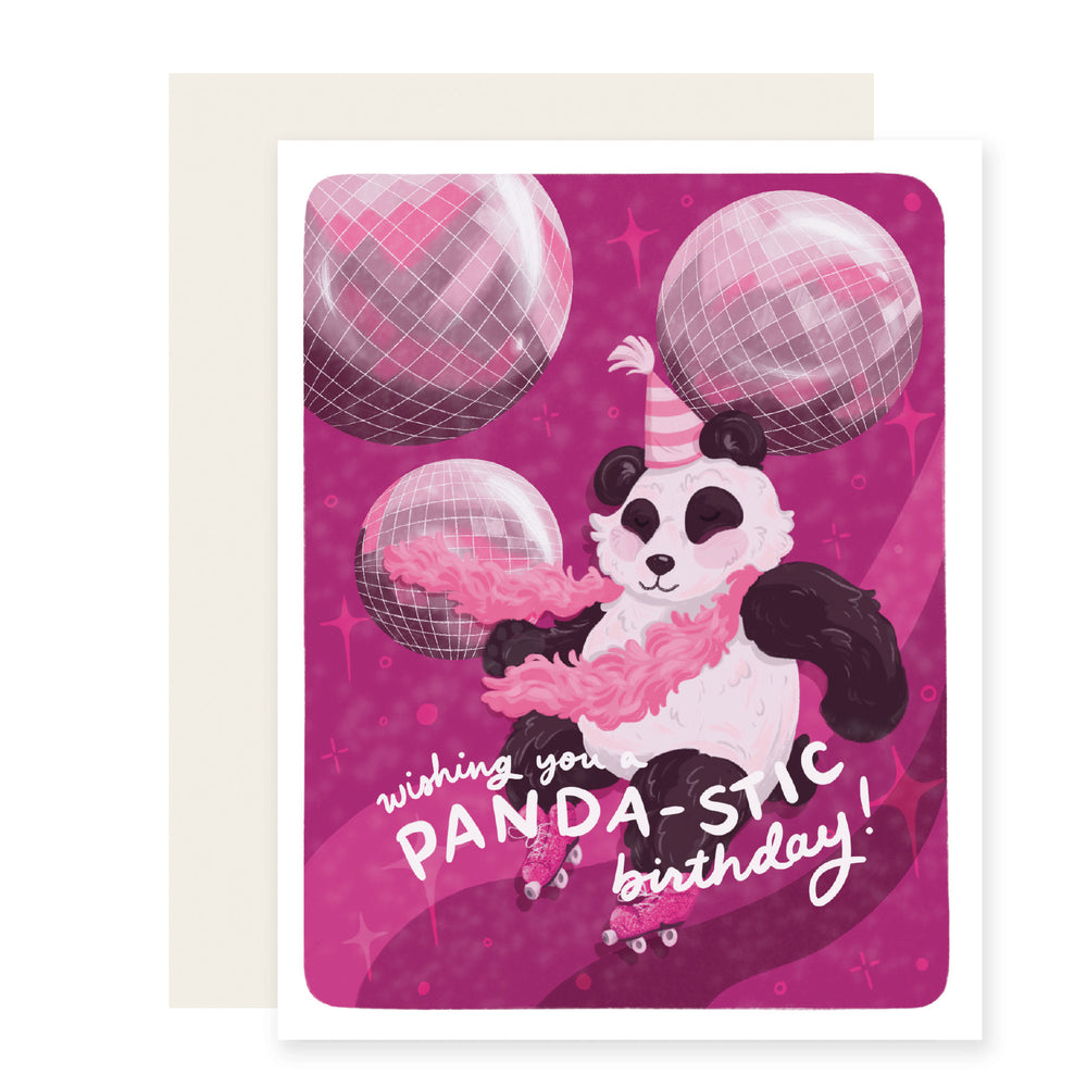 Panda-stic Birthday | Roller Disco Birthday Card