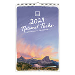 A beautifully illustrated 2024 calendar, each month showcasing a different National Park. Artistic renderings capture the unique beauty of each park, from majestic mountains to tranquil lakes, highlighted by the changing seasons.