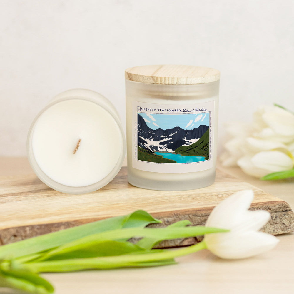 Glacier National Park Frosted Glass Candle