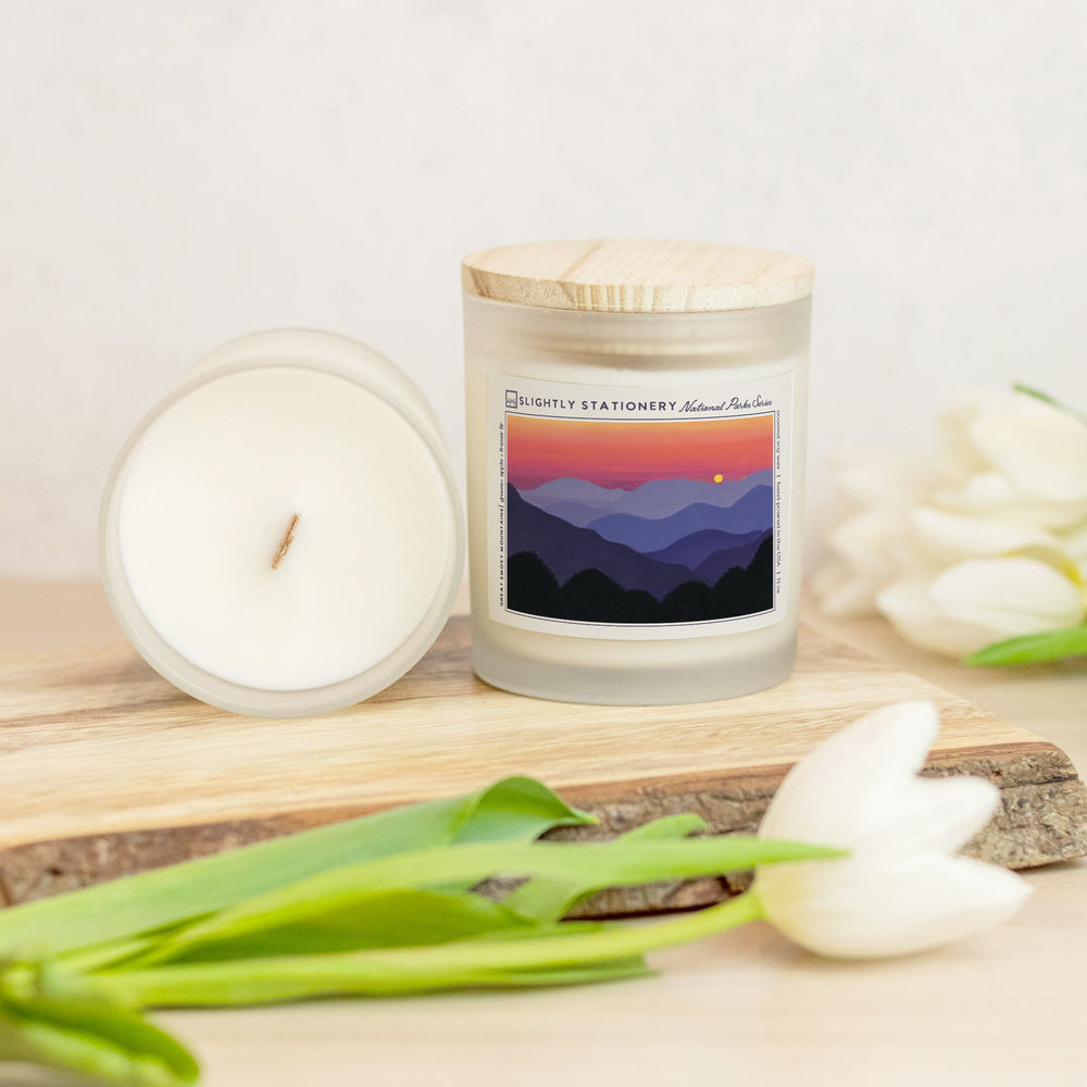 Great Smoky Mountains National Park Frosted Glass Candle