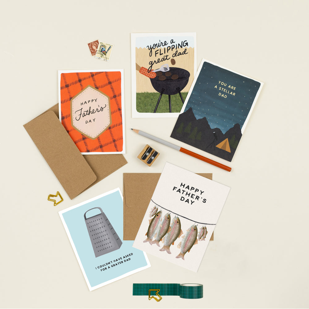 A delightful assortment of illustrated Father's Day cards, spanning from fun and playful to simple and elegant. Each card is beautifully illustrated, making them perfect for any type of Dad you wish to celebrate!  