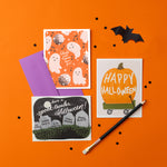 A collection of beautifully illustrated Halloween cards suitable for both adults and children, showcasing a range of spooky and festive designs.🎃👻💌