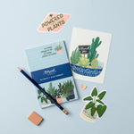 Beautifully illustrated stationery, featuring notepads, greeting cards, stickers, and pencils. Each item is adorned with charming houseplant and plant illustrations, making it the perfect choice or gift for green thumbs and plant enthusiasts. 