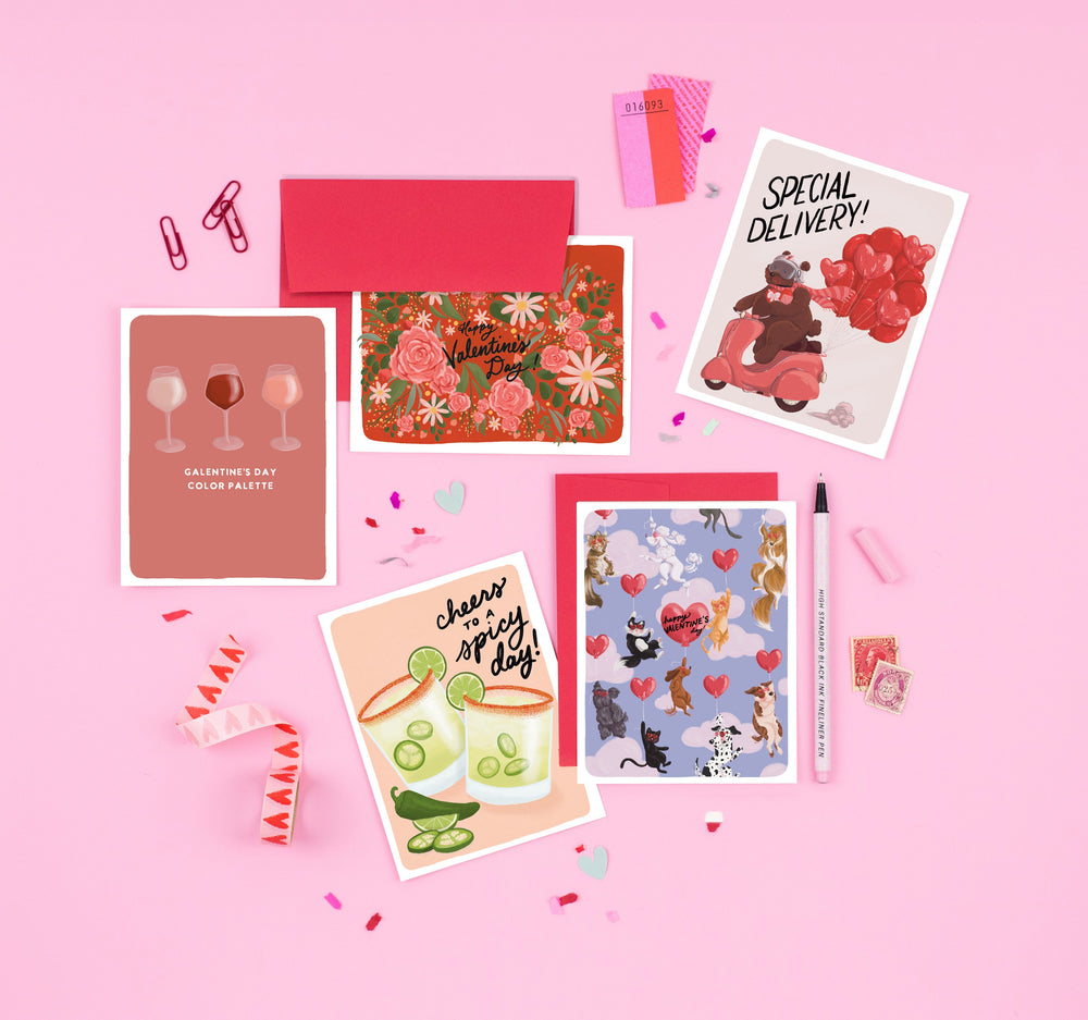 A diverse collection of beautifully illustrated love and Valentine's Daycards, ranging from playful to heartwarming, perfect for expressing love and catering to various emotions