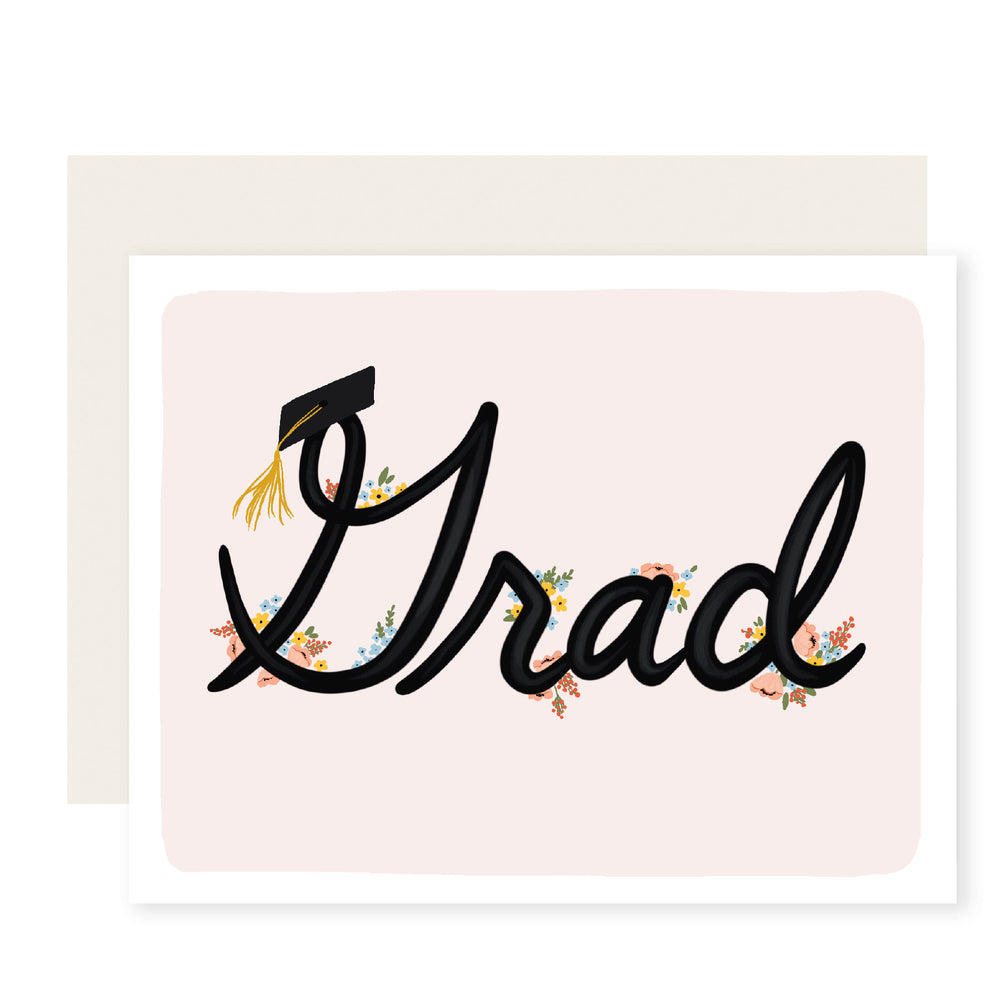 Cursive Grad Flowers – Slightly Stationery