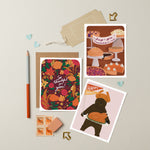 A delightful assortment of illustrated Thanksgiving cards, spanning from fun and playful to simple and elegant. Each card is beautifully illustrated, making them perfect for anyone seeking a charming and diverse selection for the Thanksgiving season.