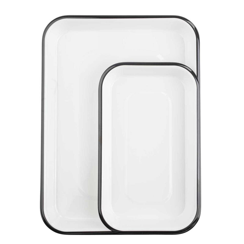 Canteen Collection Melamine Tray, White/Black, 10.25 x 6"