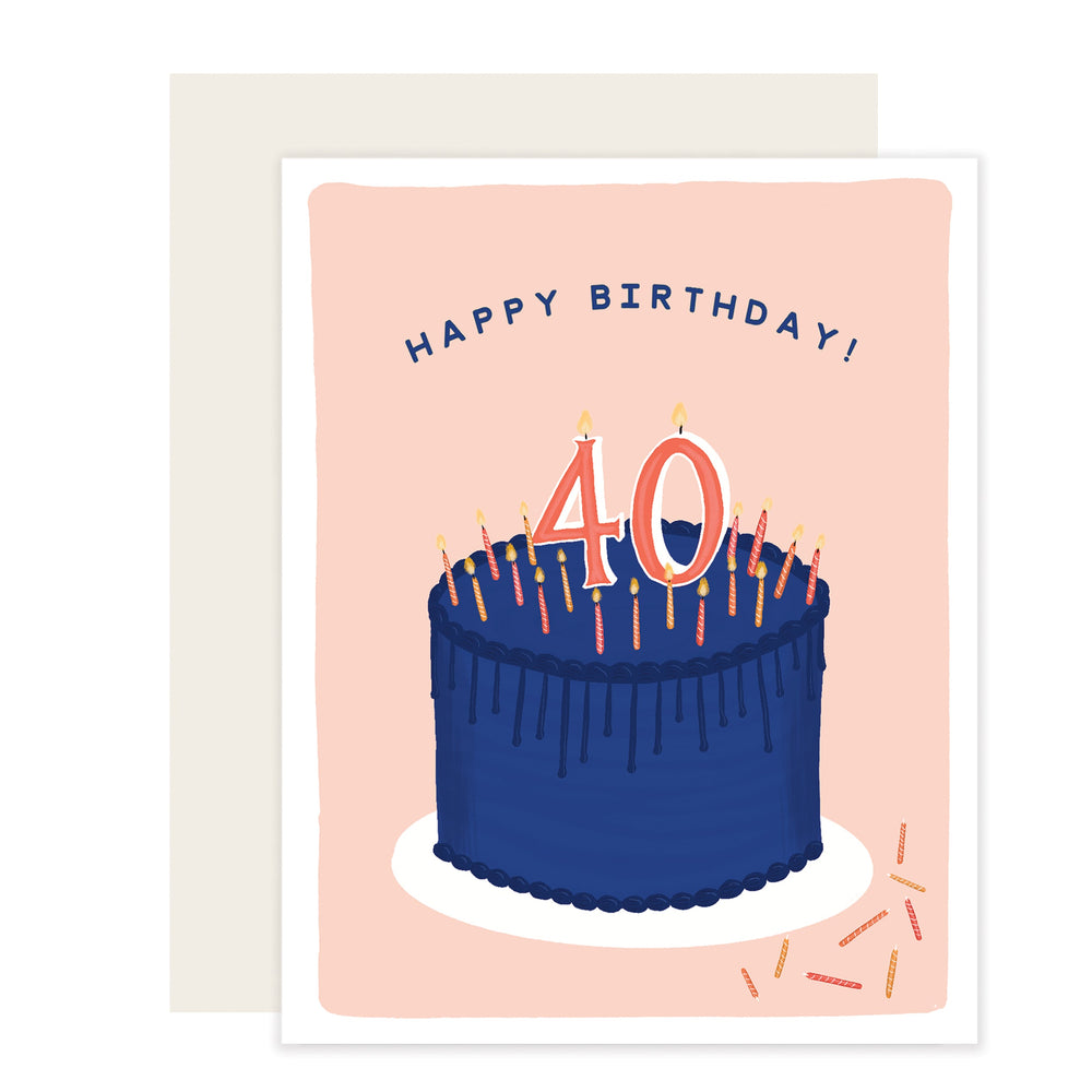 40 Cake | Happy 40Th Birthday Card | Over The Hill Birthday