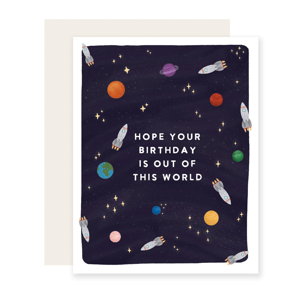 Out Of This World | Space And Solar System Birthday Card