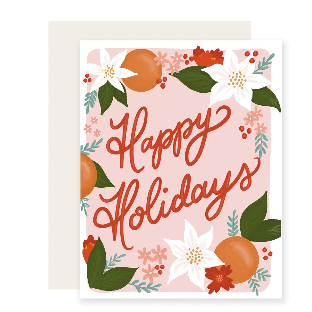 Orange Floral Holiday Card | Beautiful Holiday Card