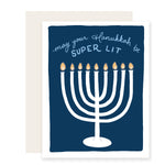 Super Lit Hanukkah | Happy Hanukkah Card | Menorah Card