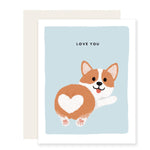  A card with the message 'Love You' and an adorably illustrated corgi on the front. The corgi's fluffy butt forms a heart shape. Ideal for dog lovers, it's a heartwarming and affectionate card. 🐶❤️💌