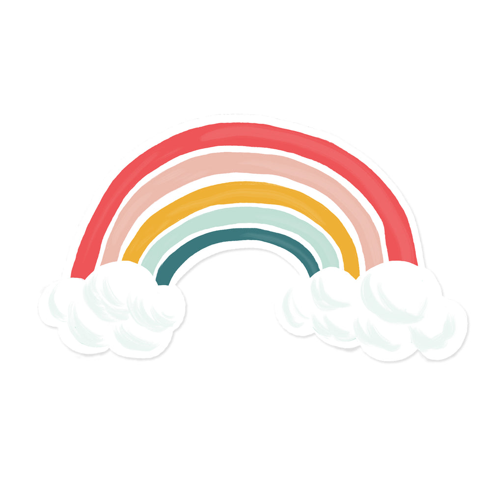 An image of a bright and cheery rainbow sticker, radiating vibrant colors and positivity